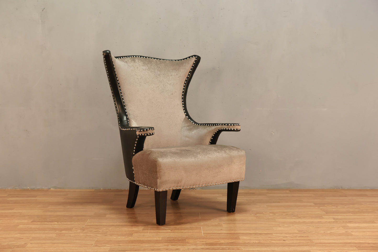 Modern Black & Gray Wingback Armchair - ONLINE ONLY