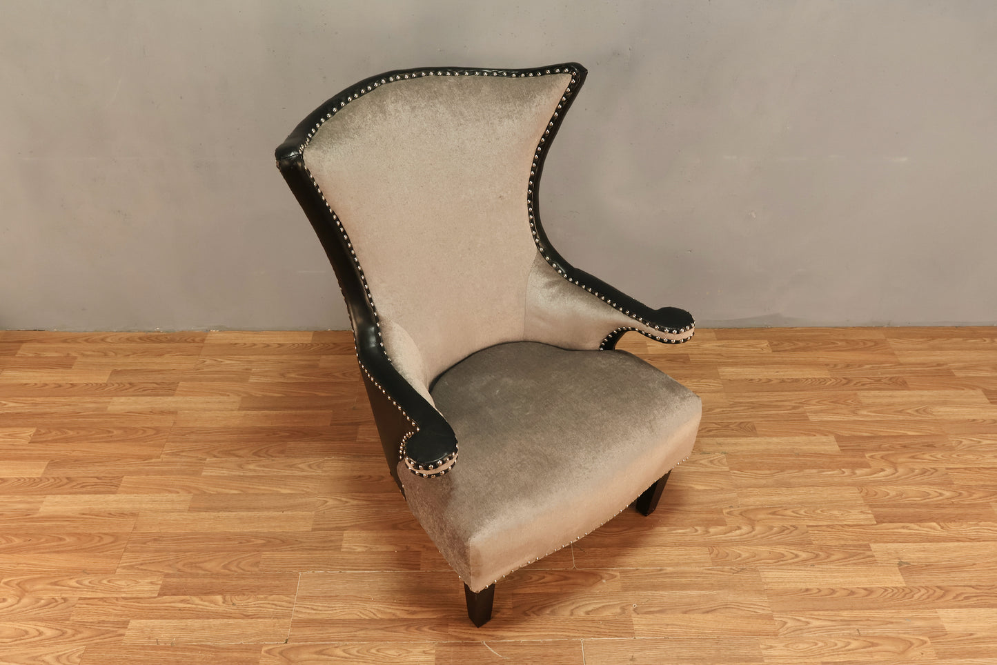 Modern Black & Gray Wingback Armchair - ONLINE ONLY