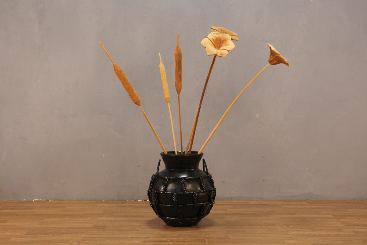 Large Ceramic & Wood Floral Arrangement