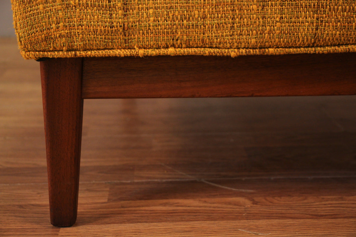 Mid Century Mustard & Walnut Wingback Chair