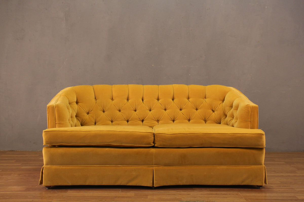 Mid Century Lemon Tufted Loveseat