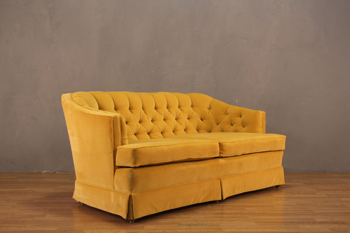 Mid Century Lemon Tufted Loveseat