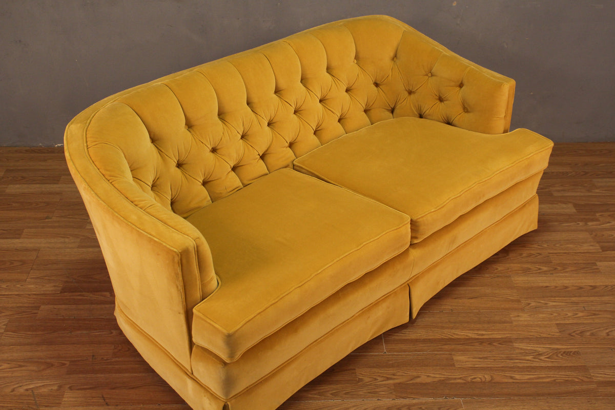 Mid Century Lemon Tufted Loveseat