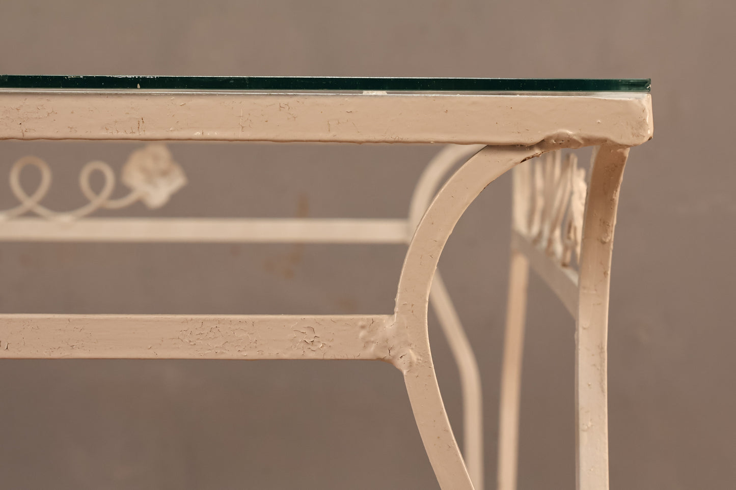 White Iron & Glass Kitchen Table - ONLINE ONLY