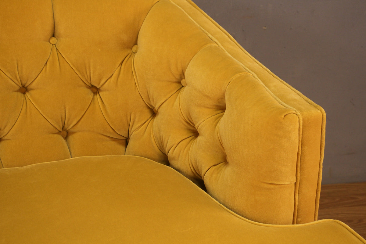 Mid Century Lemon Tufted Loveseat