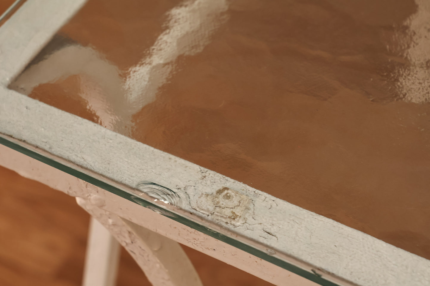 White Iron & Glass Kitchen Table - ONLINE ONLY