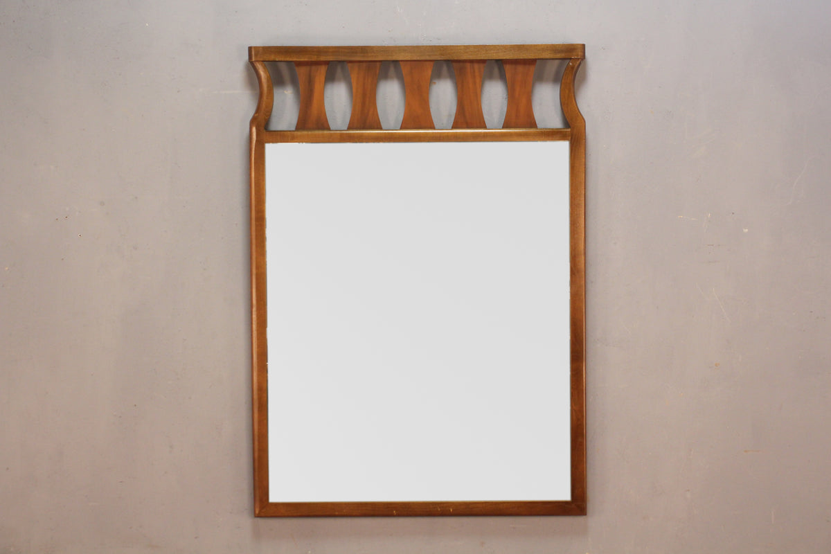 Mid Century Walnut Hourglass Mirror