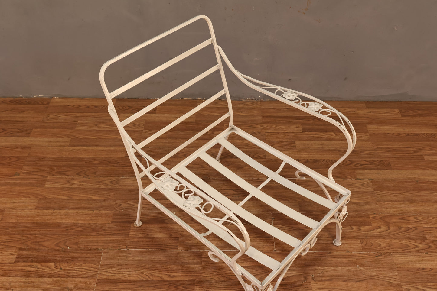 White Iron & Aqua Floral Lounge Chair - ONLINE ONLY
