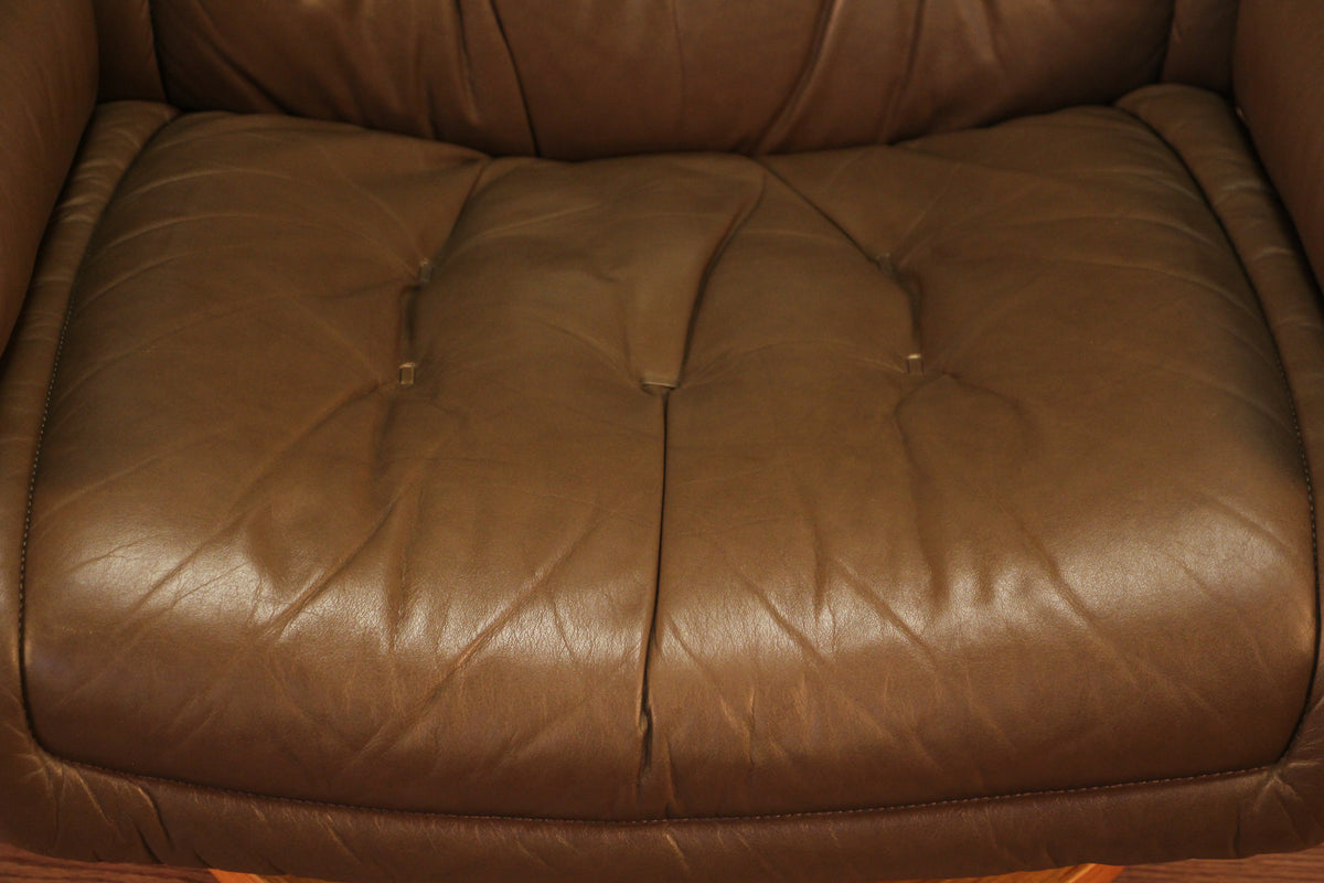 Ekornes "Stressless" Brown Leather Recliner & Ottoman