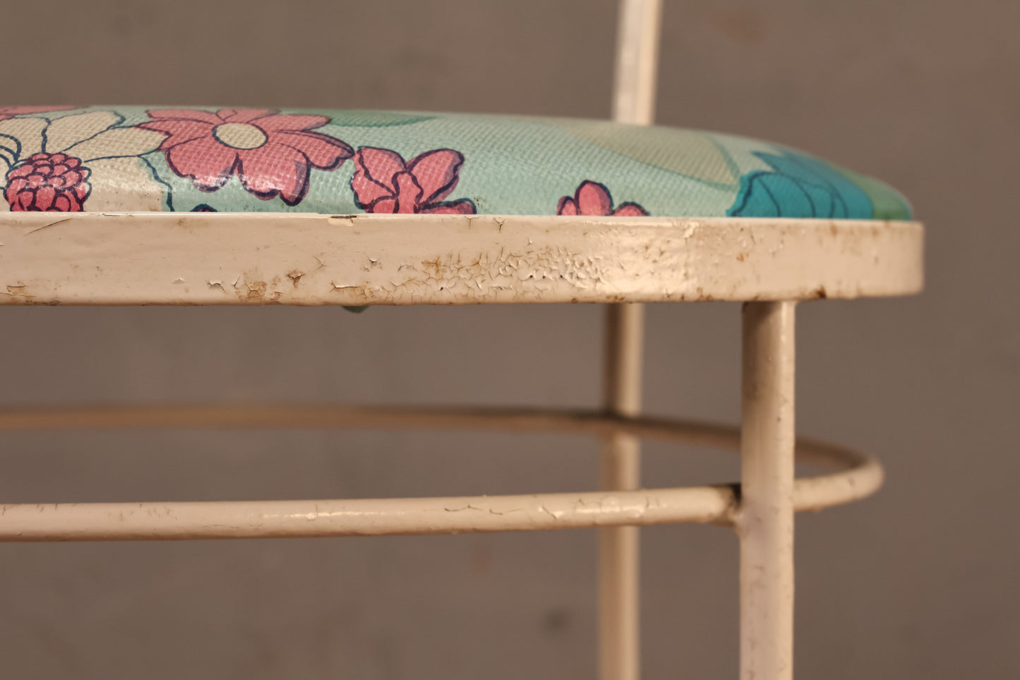 White Iron & Aqua Floral Side Chair - ONLINE ONLY