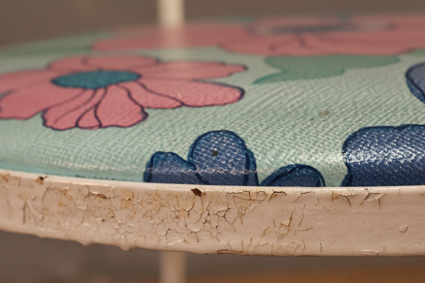 White Iron & Aqua Floral Side Chair - ONLINE ONLY