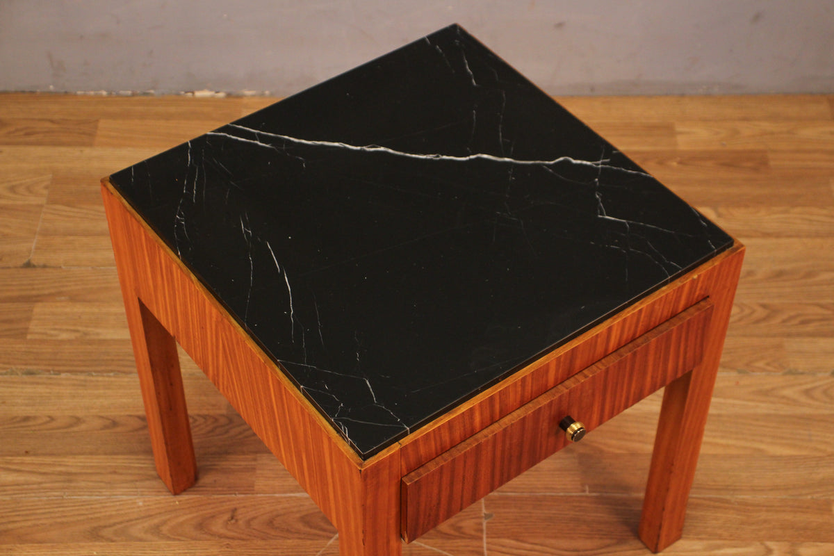 Boxy Marble-Top 1-Drawer End Table