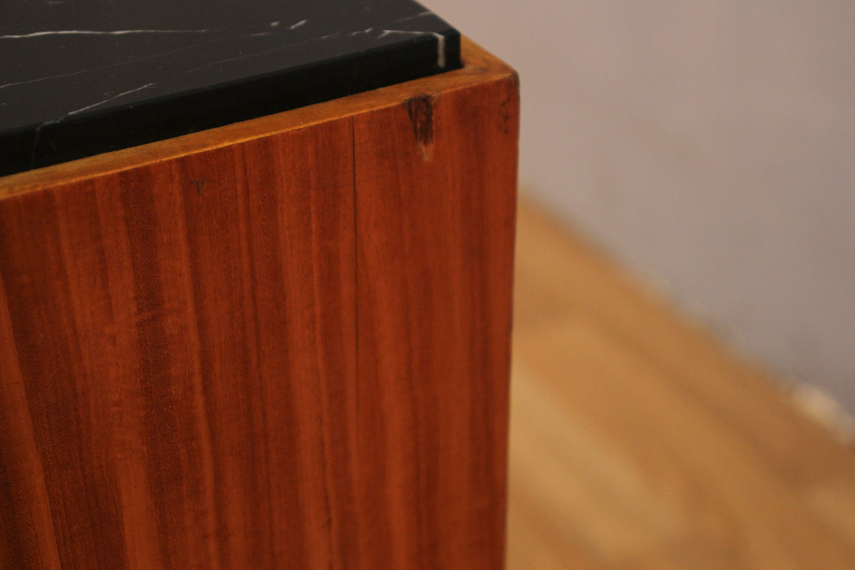 Boxy Marble-Top 1-Drawer End Table