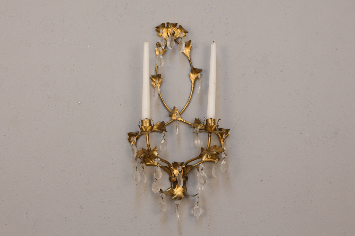 Regency Brass & Crystal Candelabra