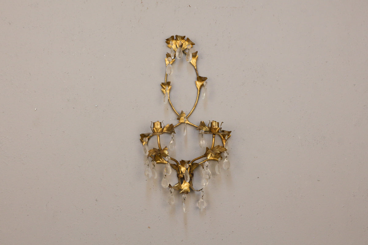 Regency Brass & Crystal Candelabra