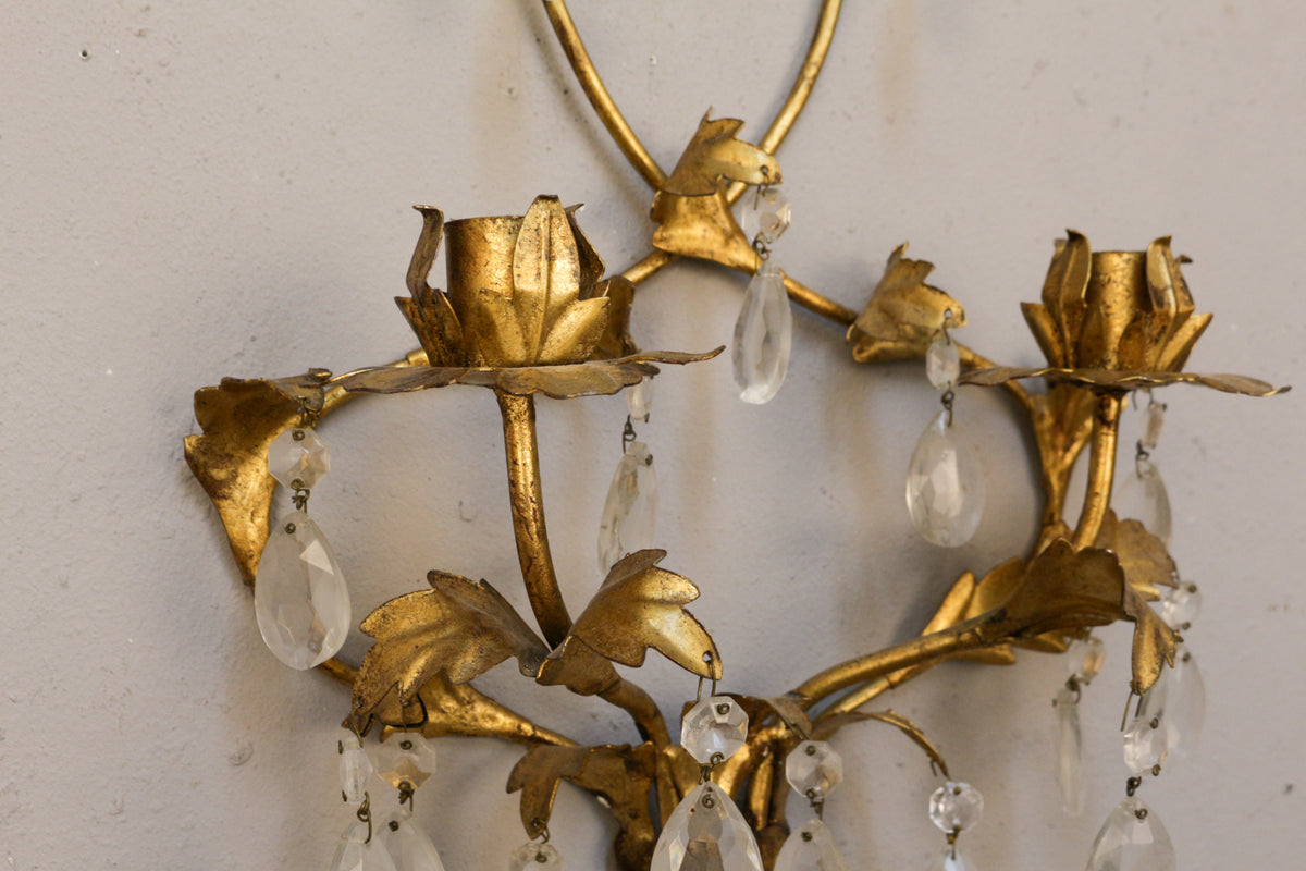 Regency Brass & Crystal Candelabra