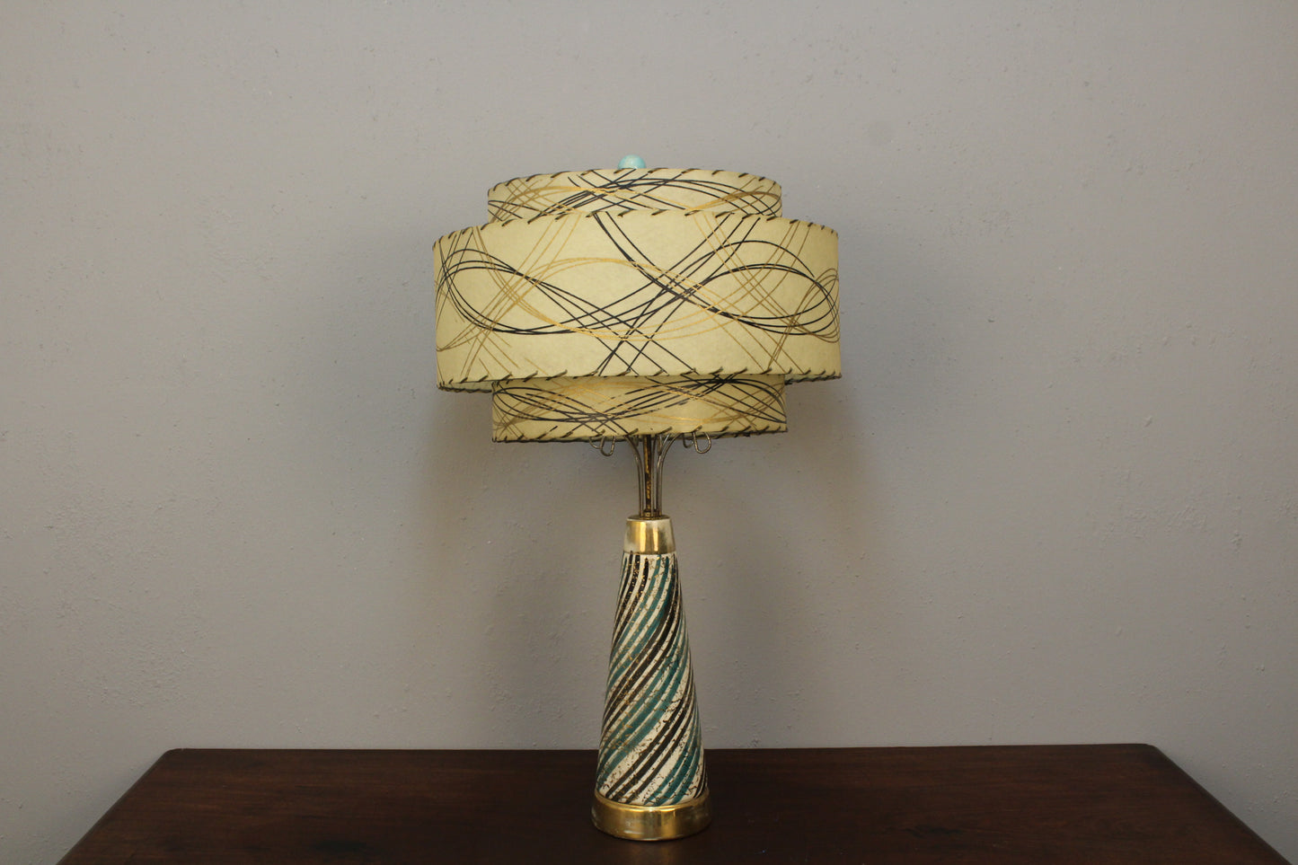 Luxe Mid Century Striped Table Lamp