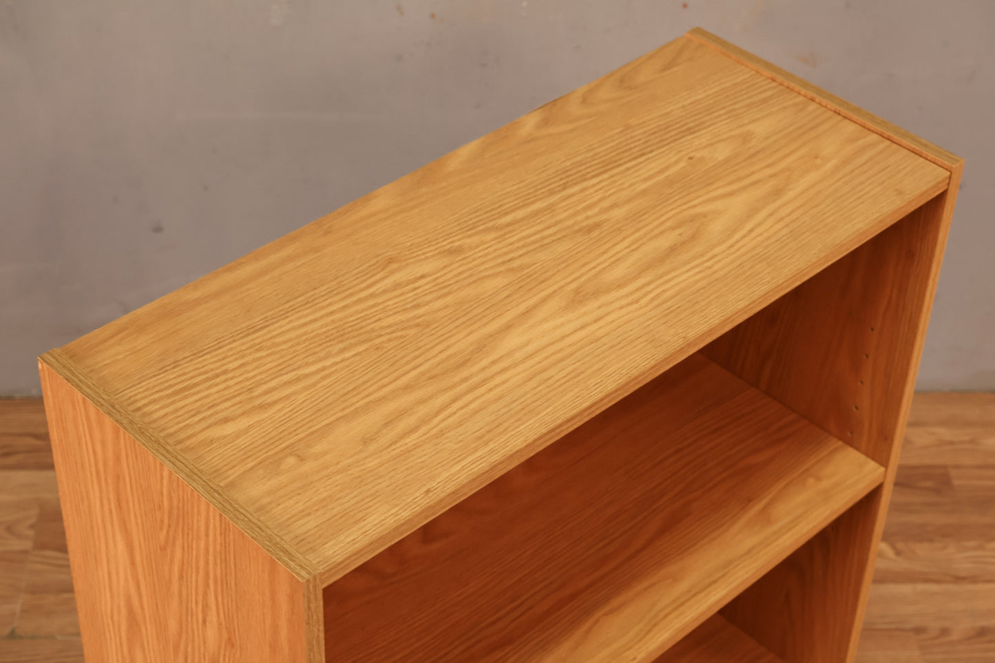 Compact Honey Laminate 2-Tier Bookshelf