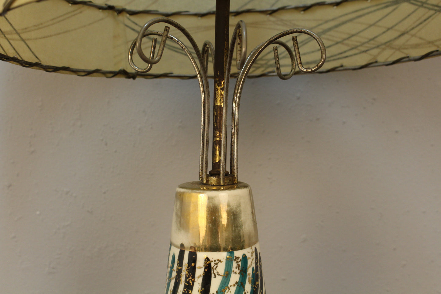 Luxe Mid Century Striped Table Lamp