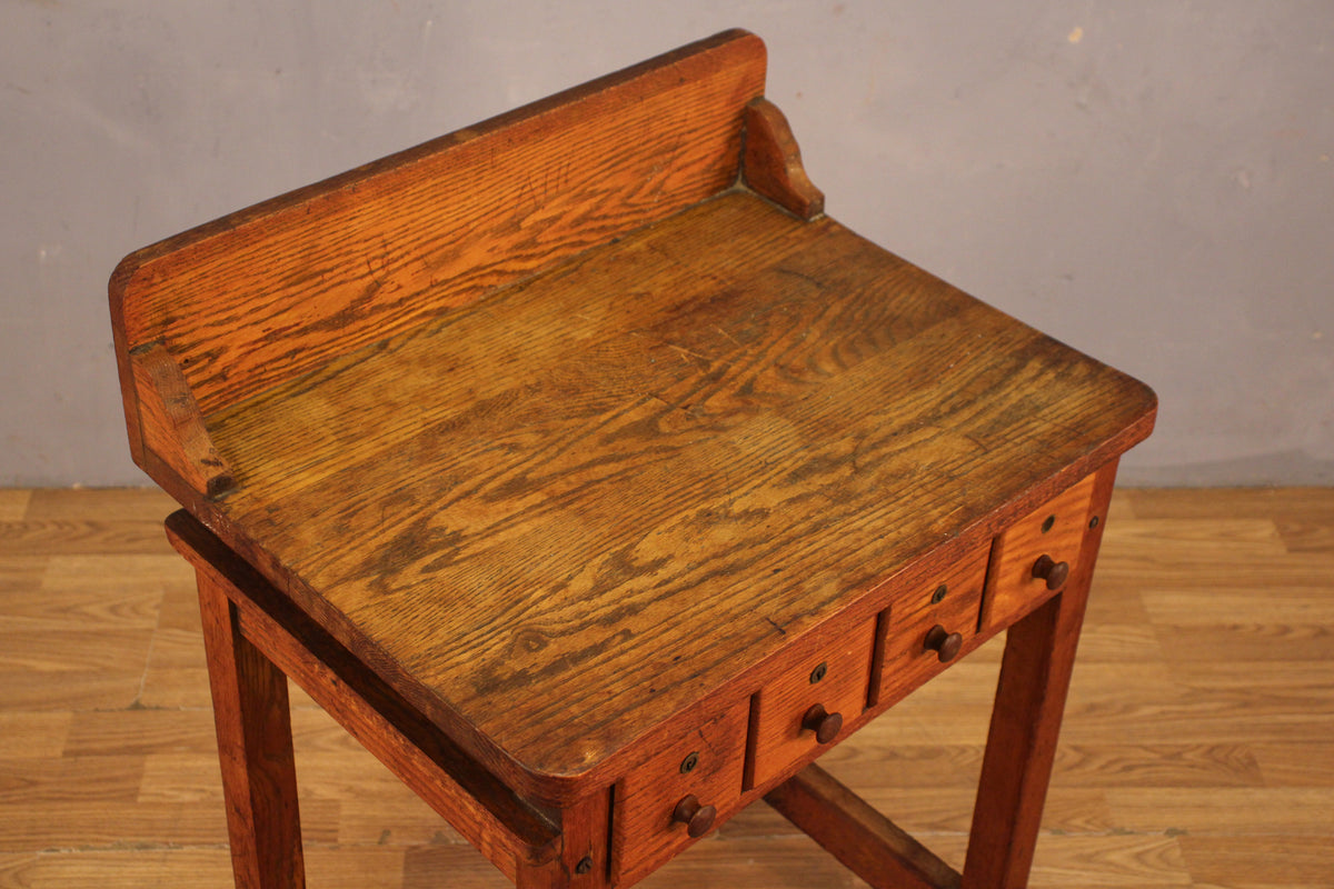 Antique Solid Oak 4-Drawer Workbench