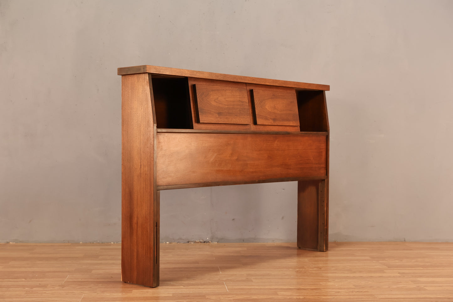 Walnut Block Full Sliding-Door Headboard - ONLINE ONLY