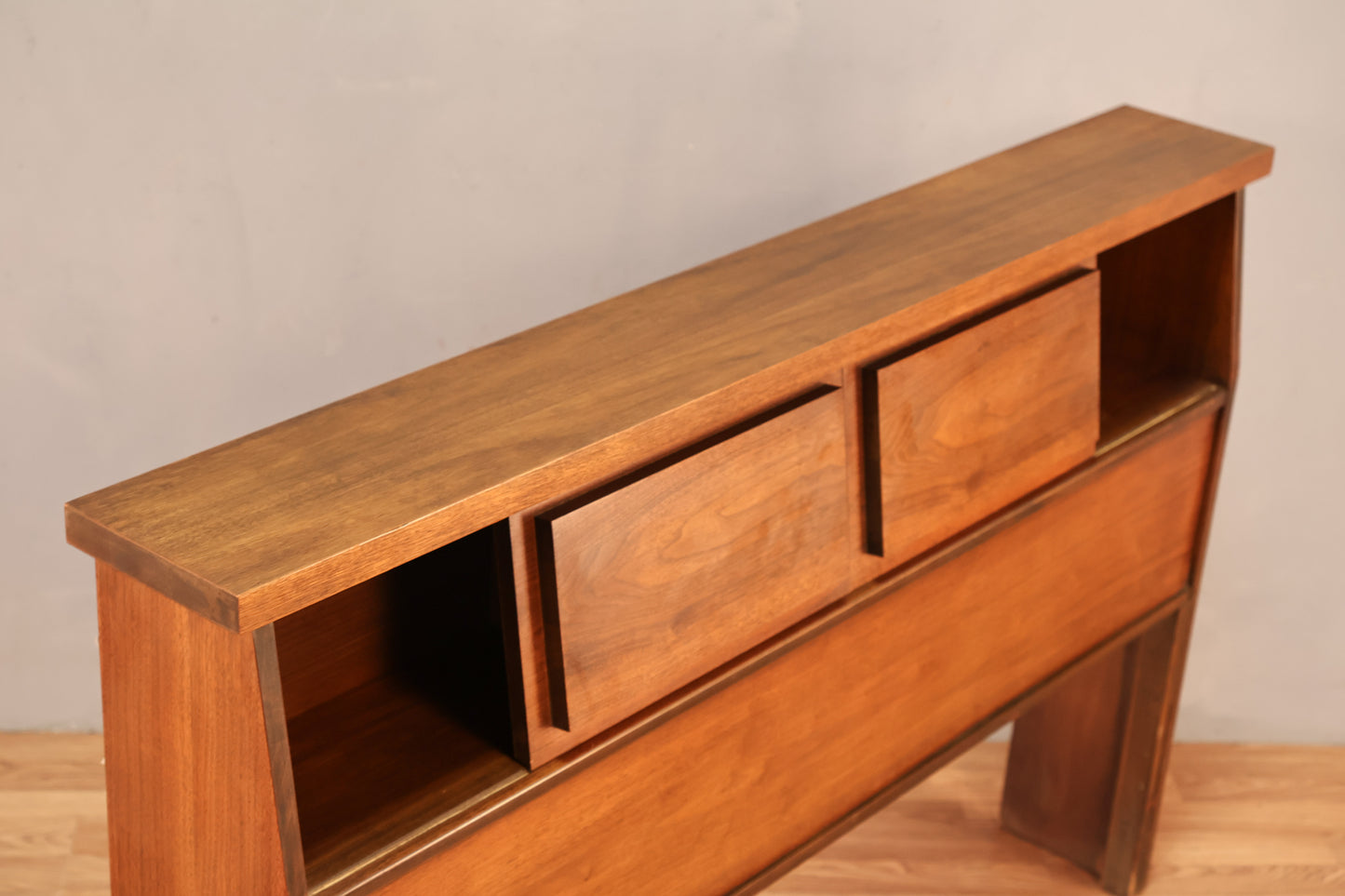 Walnut Block Full Sliding-Door Headboard - ONLINE ONLY