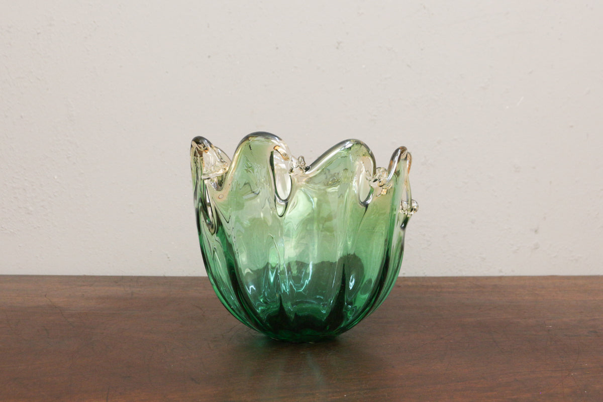 Murano Green Art Glass Bowl