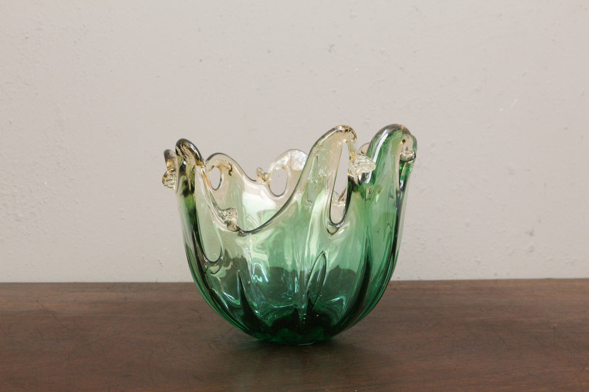 Murano Green Art Glass Bowl