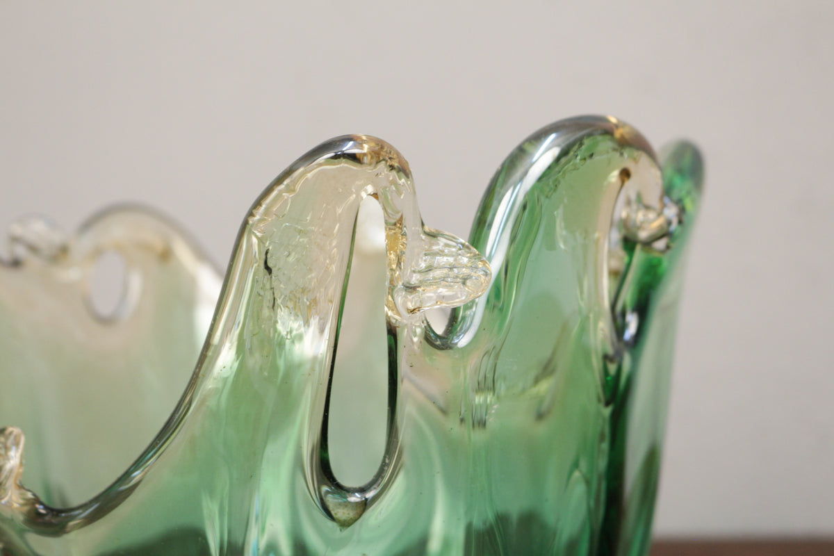 Murano Green Art Glass Bowl
