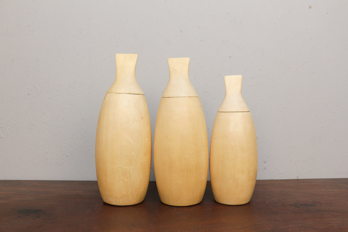 Set of 3 Burundian Wood Canisters