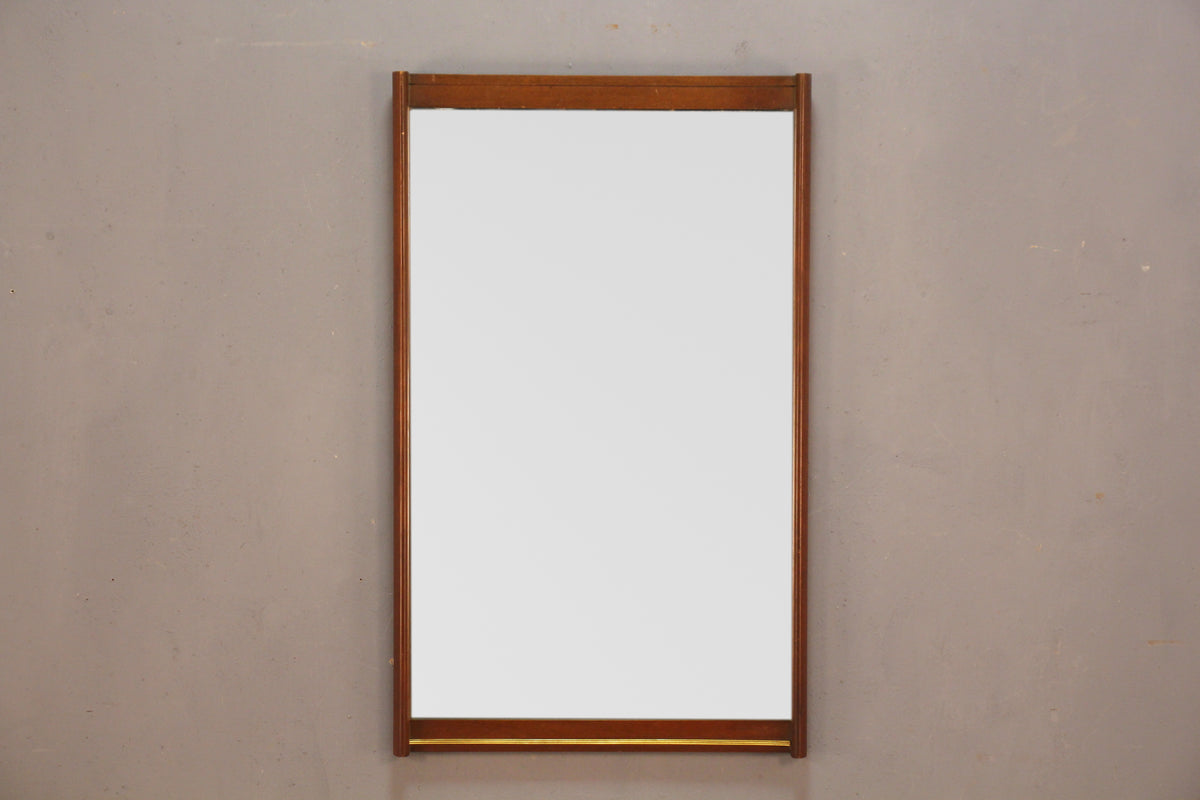 Mid Century Walnut & Brass Mirror