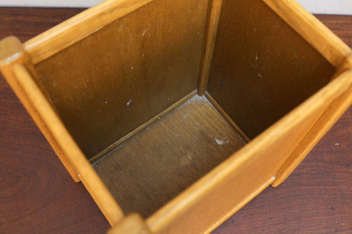 Mid Century Oak Wastebasket