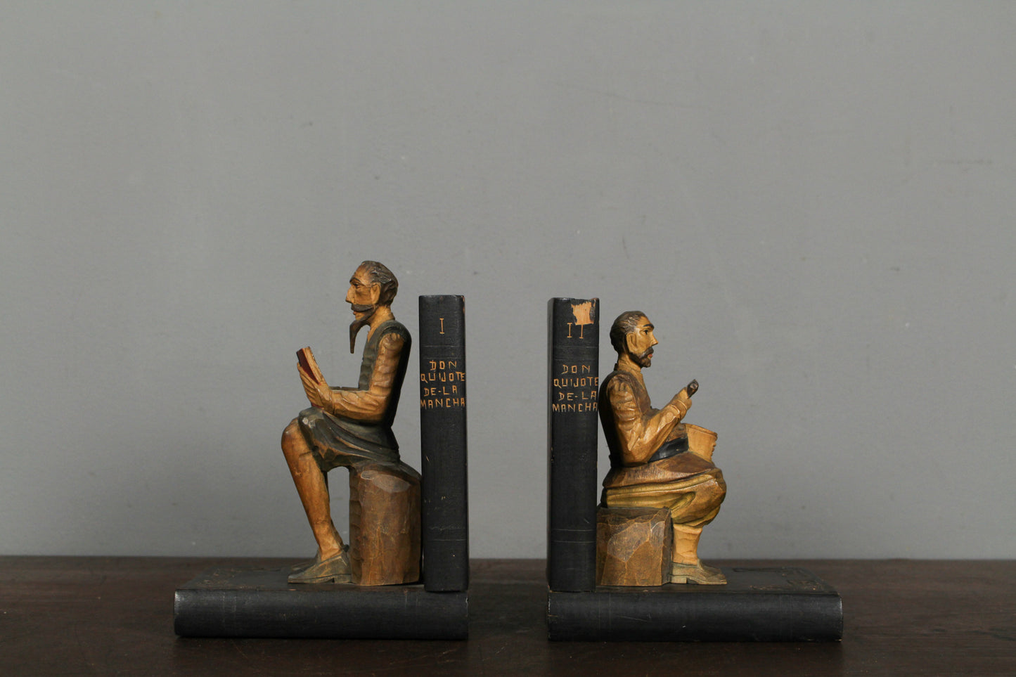 Pair Of Carved Don Quijote Bookends