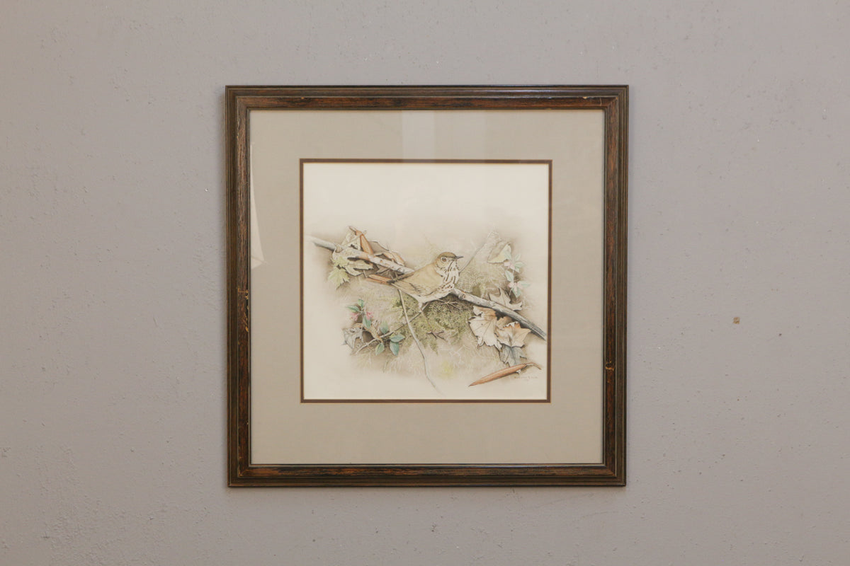 "Peaceful Perch" Framed Watercolor Painting