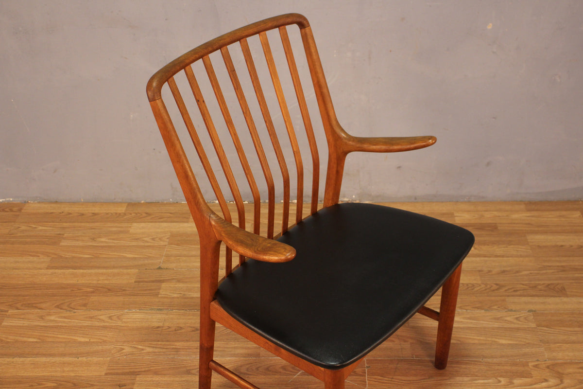 Svend Åge Madsen Teak & Black Leather Armchair