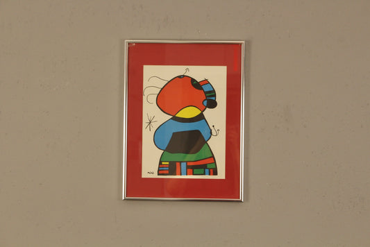"Woman with Three Hairs Surrounded by Birds in the Night" Miro Print