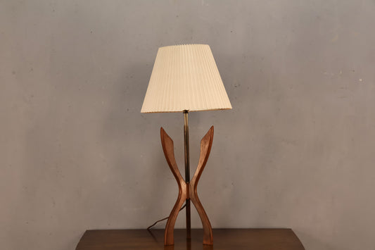 Mid Century Walnut Hourglass Table Lamp
