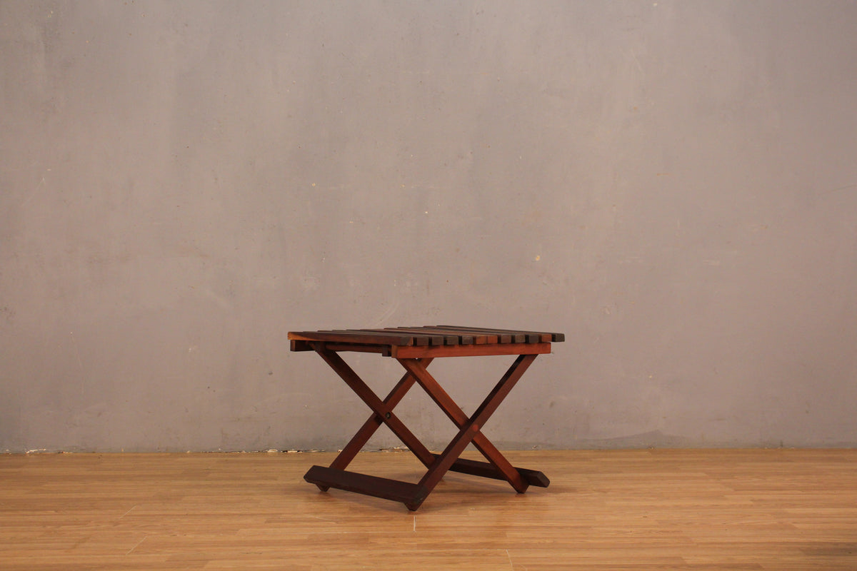 Slatted Solid Teak Folding Side Table
