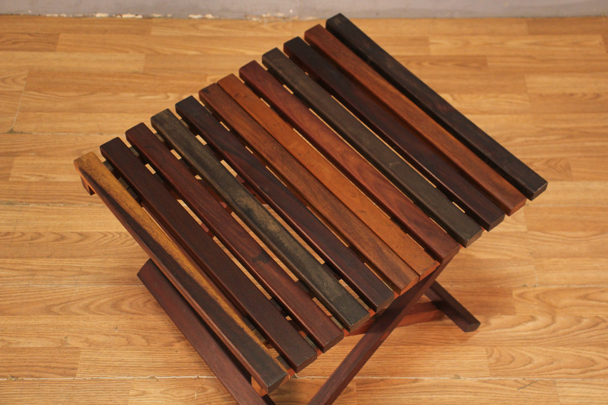 Slatted Solid Teak Folding Side Table