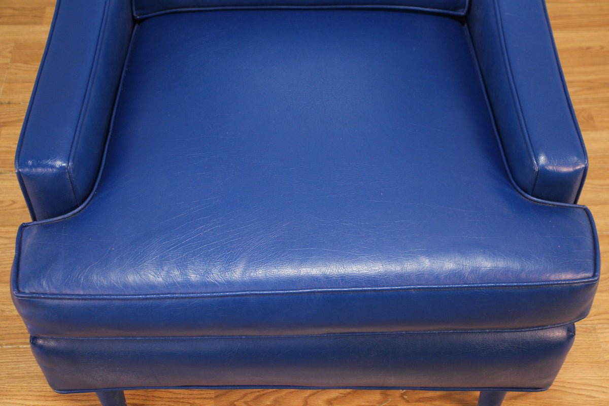 Mid Century Cobalt Vinyl Club Chair - ONLINE ONLY