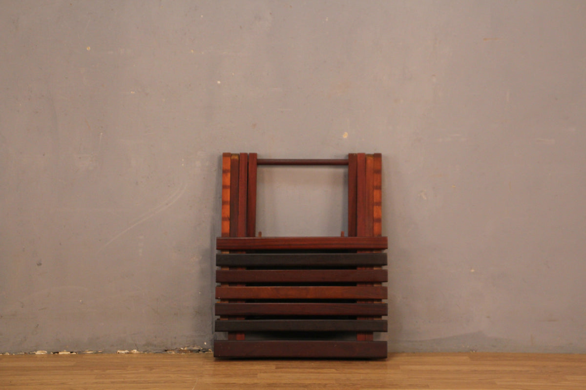 Slatted Solid Teak Folding Side Table