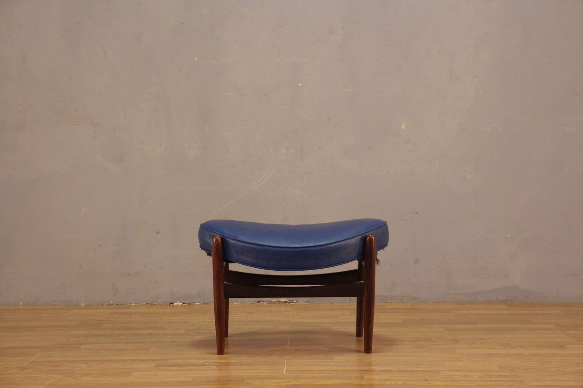 Ib Kofod Larsen "Elizabeth" Cobalt & Rosewood Ottoman