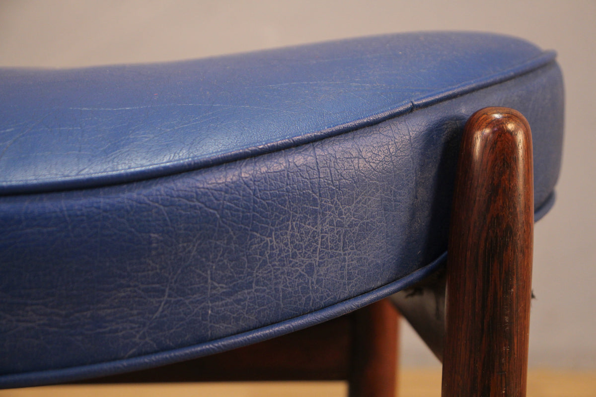 Ib Kofod Larsen "Elizabeth" Cobalt & Rosewood Ottoman