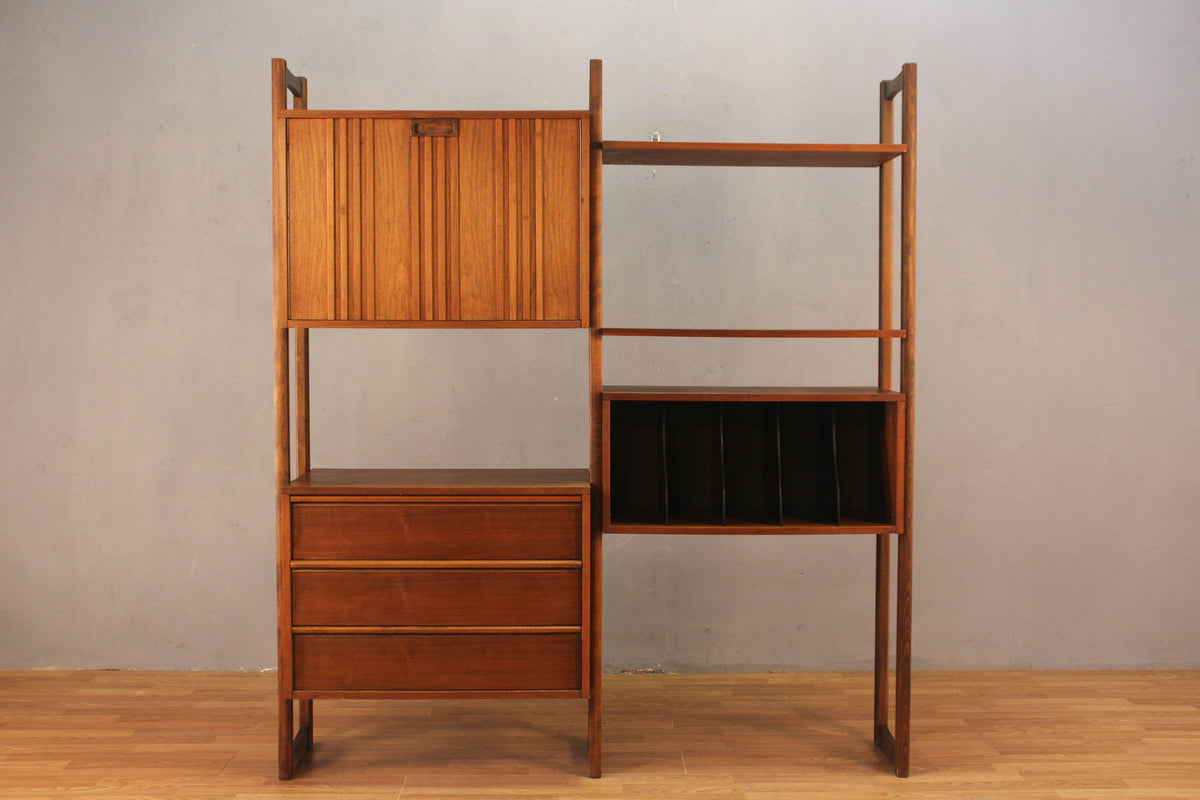 Mid Century Walnut Open Wall Unit