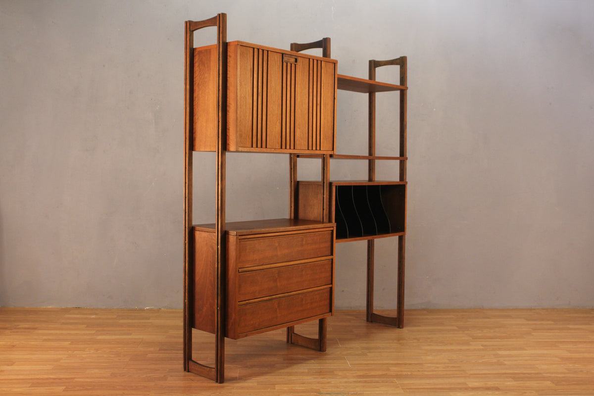 Mid Century Walnut Open Wall Unit