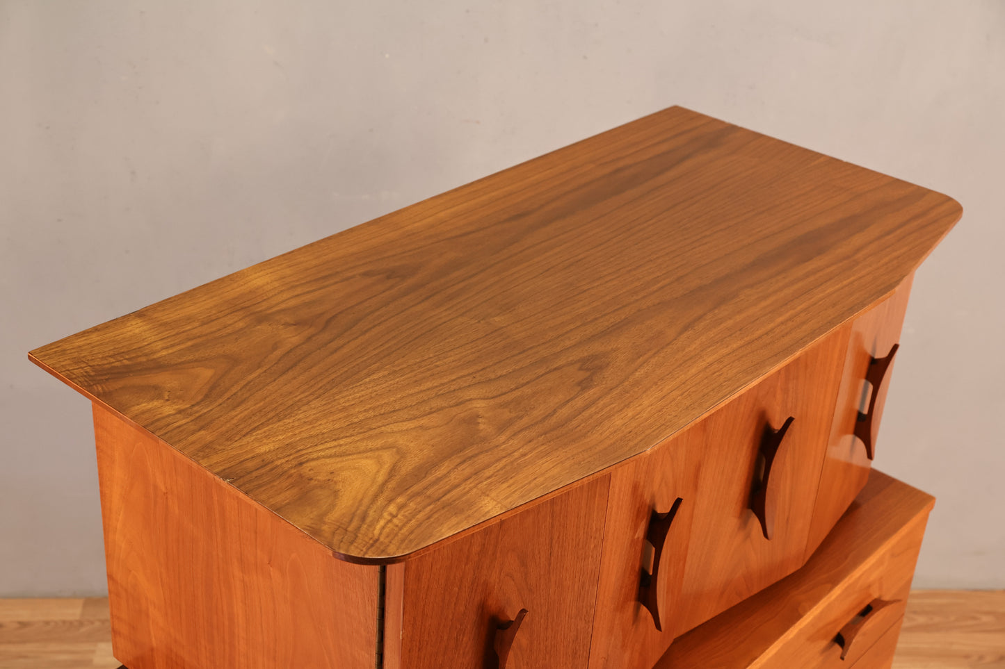 Sculptural Walnut 7-Drawer Bachelor's Chest