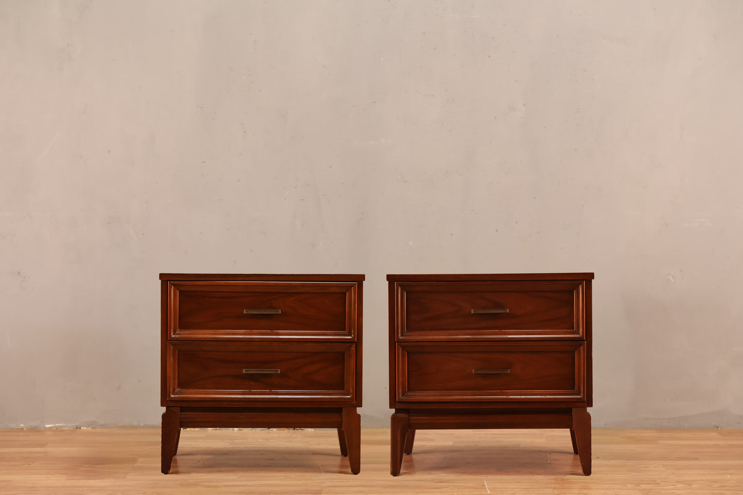 Mid Century Walnut 2-Drawer Nightstand