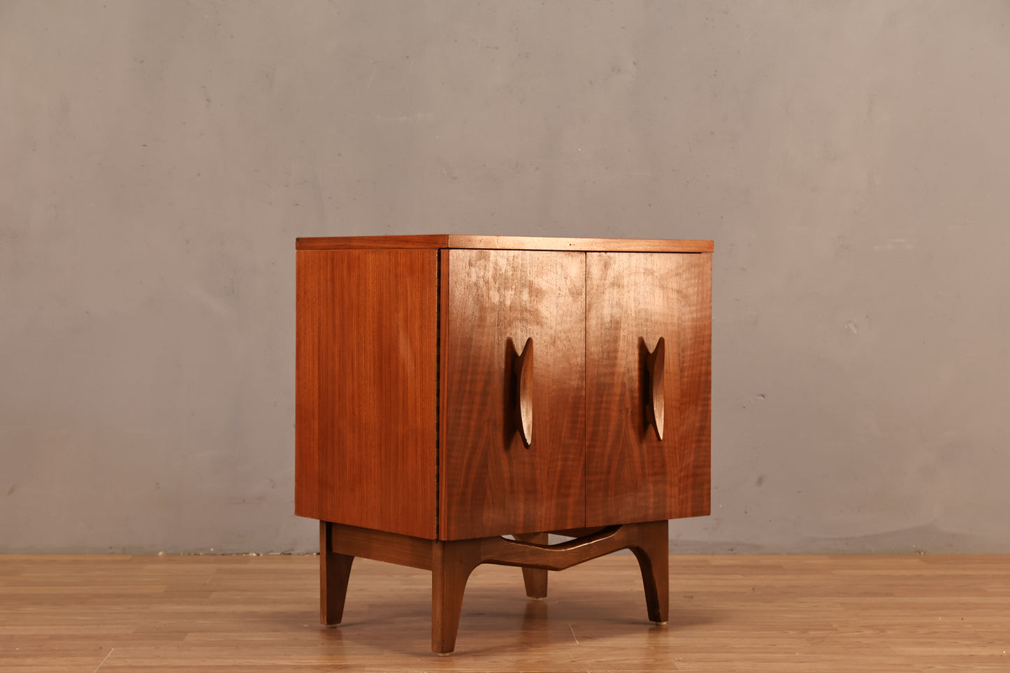 Sculptural Walnut 2-Door Nightstand