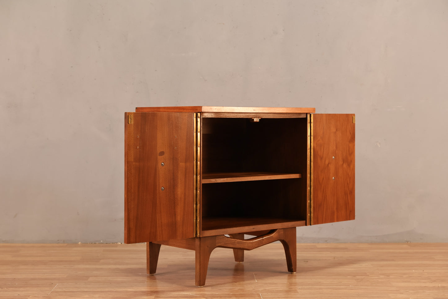 Sculptural Walnut 2-Door Nightstand