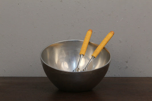 Nambe Metal Salad Bowl with Utensils